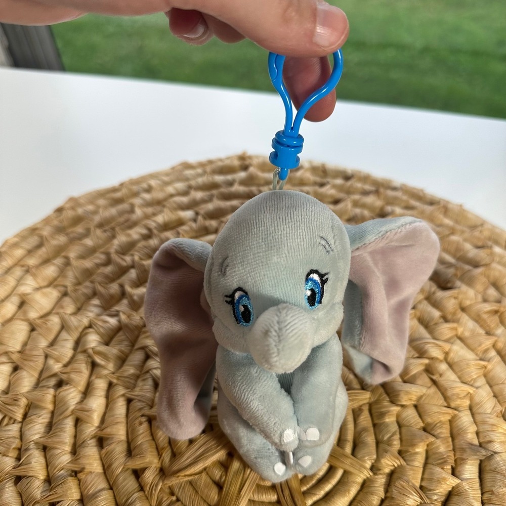 TY Sparkle Dumbo Disney Plush Clip On Blue‎ Elephant Key Chain Toy